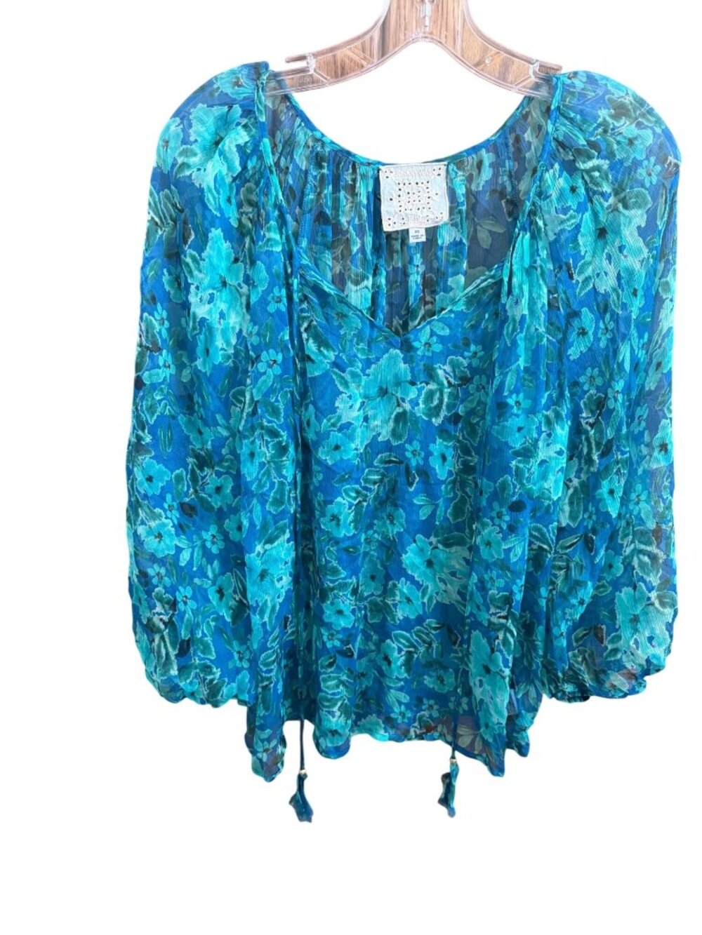 Johnny Was Jade XS Sheer Floral Blouse & Tank Top 2pc Set